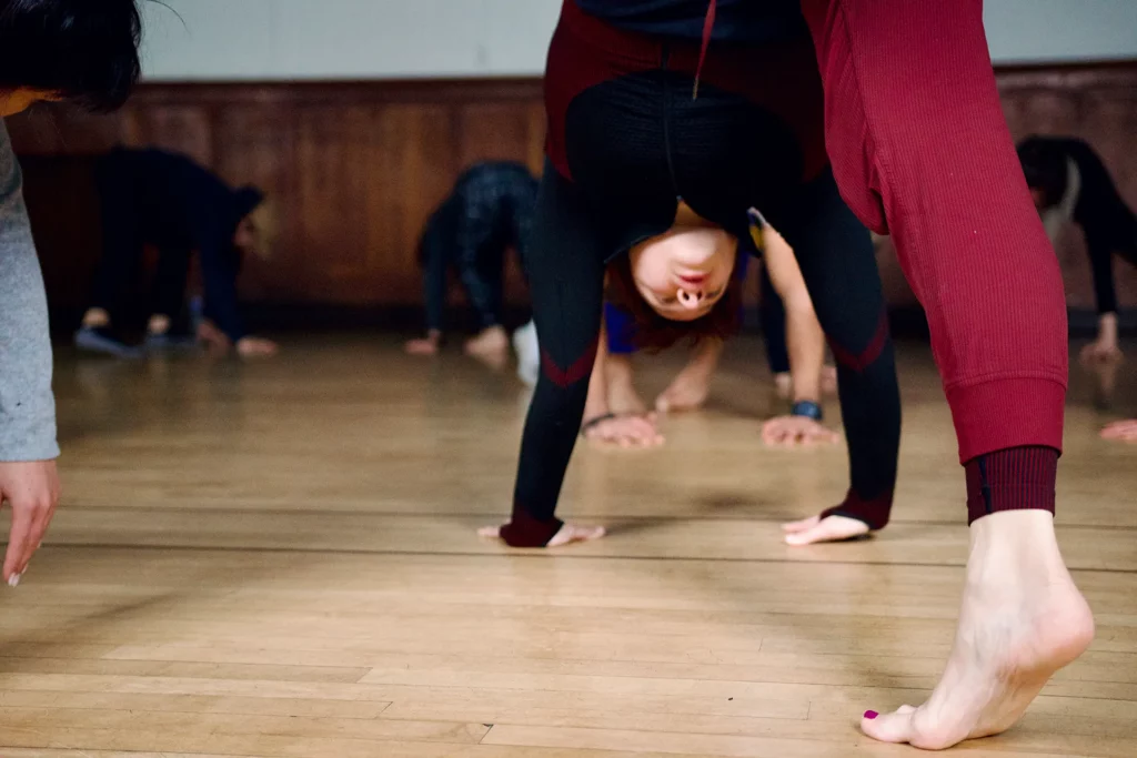 Picture of a dance move taken during a movement workshop in Bournemouth